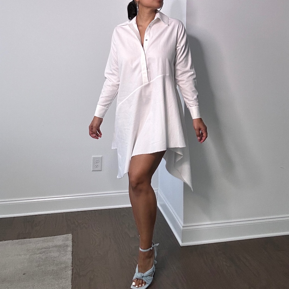 Marques Almeida White Shirt Dress with Hankerchief Hemline